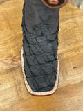 Los Altos Piraruccu Suede Black Wide Square Toe Boots