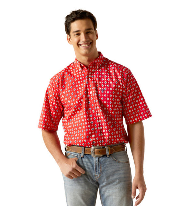 Men’s Ariat Beacon Red Decker Short Sleeve Shirt