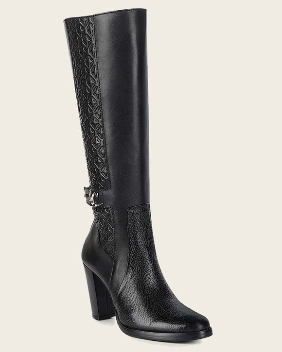 Cuadra Black Deer Zipper Round Toe Boots FC887