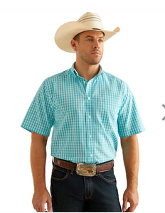 Men’s Ariat Blue Radiance Sterling Short Sleeve Classic Fit Shirt
