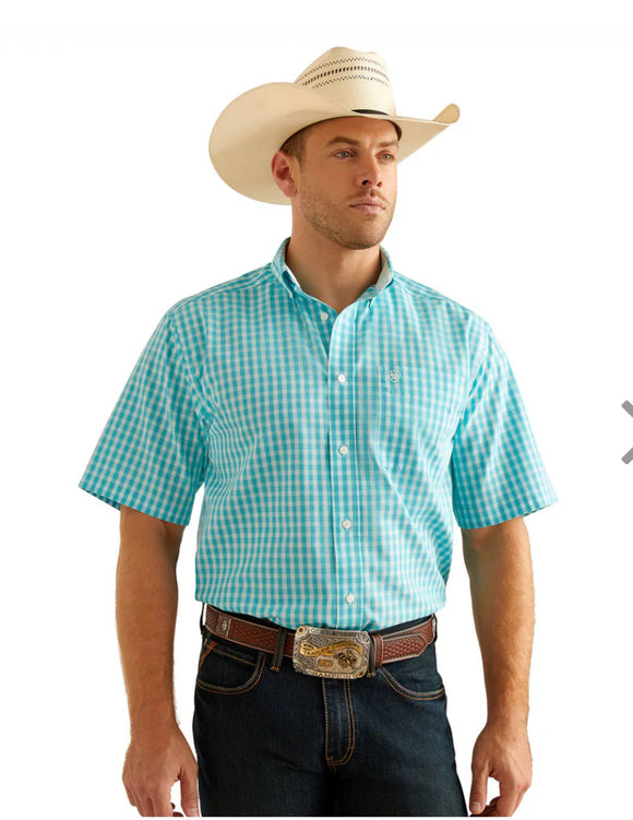 Men’s Ariat Blue Radiance Sterling Short Sleeve Classic Fit Shirt