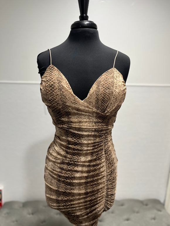 Valeria Brown Snake Print Dress