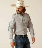 Men’s Ariat Light Grey Team Logo Twill Fitted Shirt