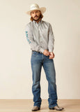Men’s Ariat Light Grey Team Logo Twill Fitted Shirt