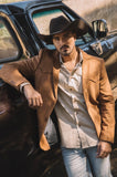 Men’s Platini Double Button Faux- Suede Blazer