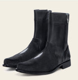 Men Black Stingray Zipper Round Toe FF211