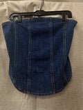 Jayleen Rhinestone Denim Top Dark