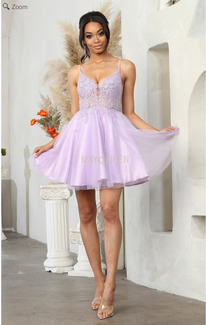 pretty little thing homecoming dress Zapaka Women Light Purple Short Homecoming Dress A Line Spaghetti Straps Cocktail Dress with Appliques, GreyBlue / US18W