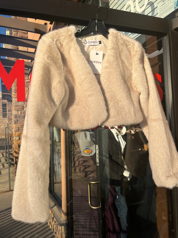 Isela Champagne Faux Fur Cropped Jacket