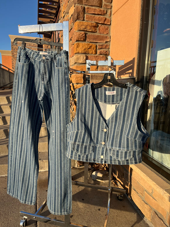 Miroslava Denim Stripped Set