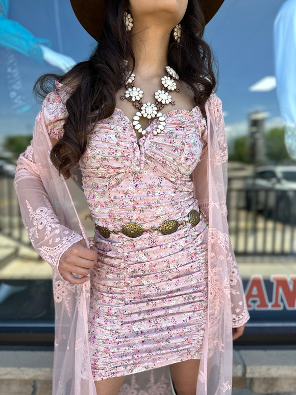 Vanessa Pink Floral Dress