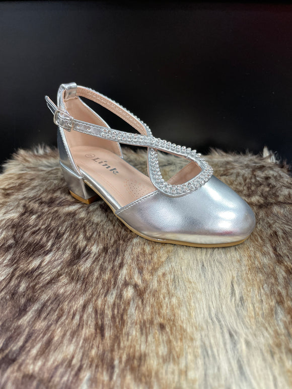 Ashely Silver Metallic Girls Shoes