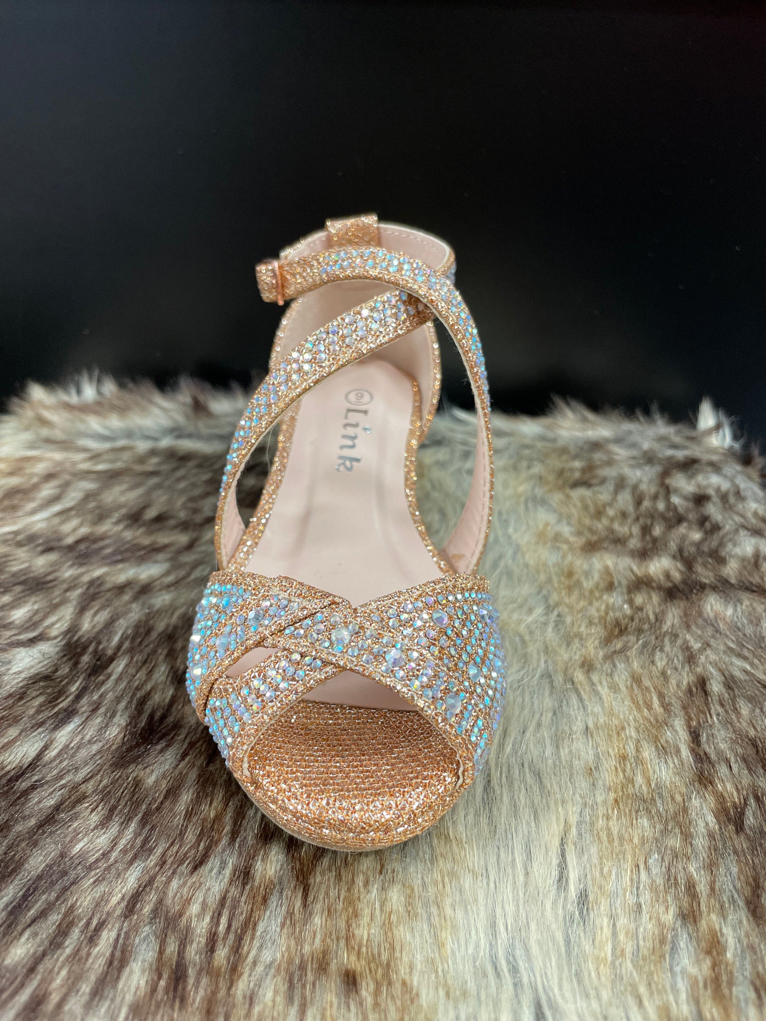Brisa Rose Gold Rhinestone Girls Shoes Moreno's Wear Brisa Rose Gold Rhinestone Girls Shoes Moreno's Wear