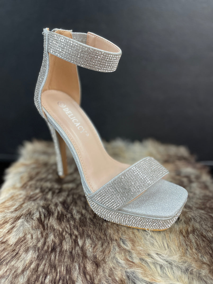 Reyna Silver Rhinestone Heels – Moreno's Wear