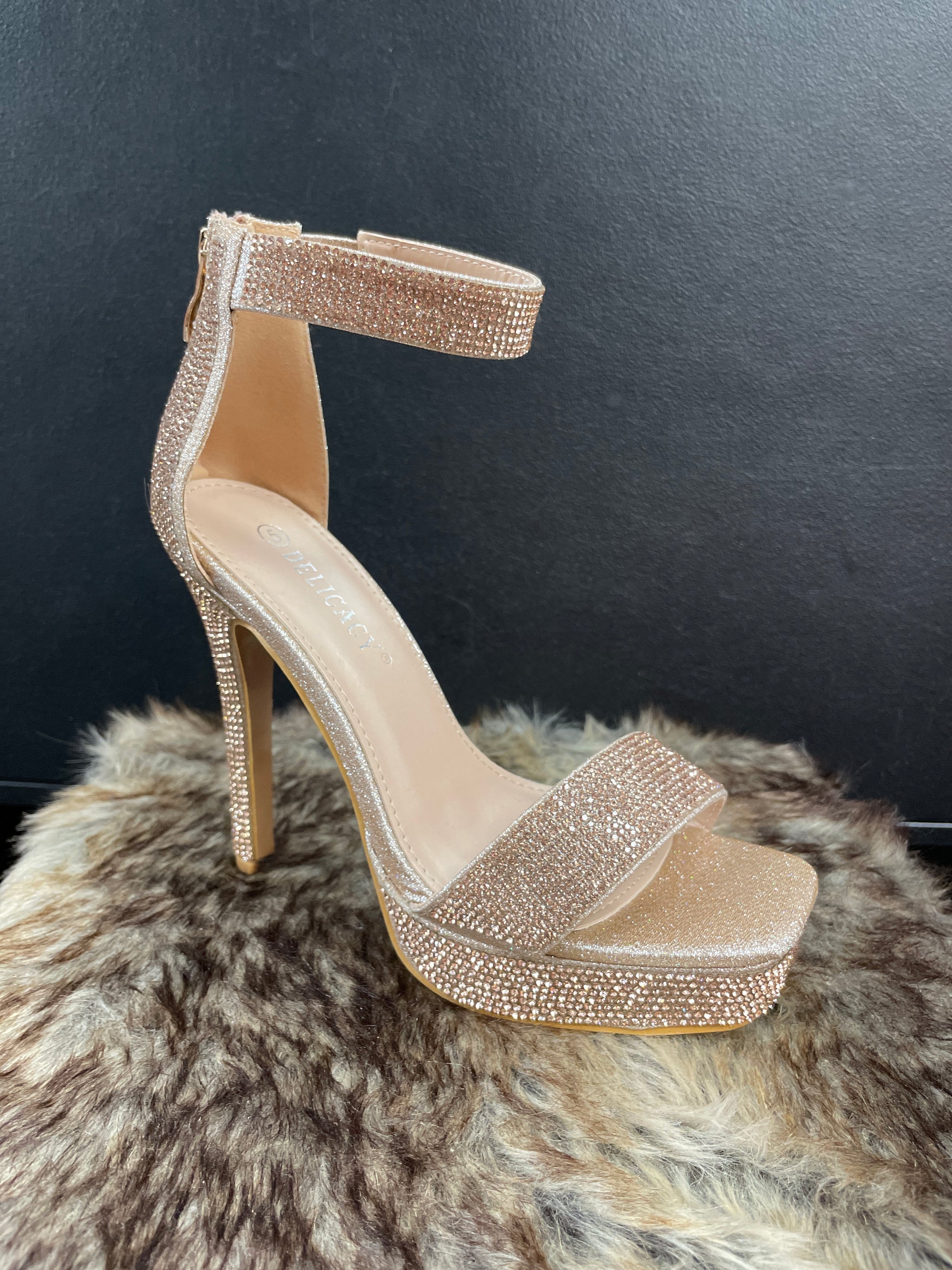 Reyna Rose Gold Rhinestone Heels Moreno's Wear Reyna Rose Gold Rhinestone Heels Moreno's Wear