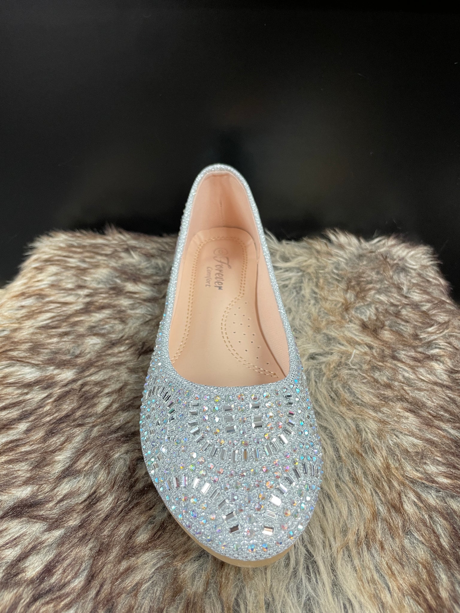 Larissa Silver Rhinestone Flats – Moreno's Wear