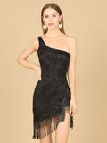 Lara One Shoulder Fringe Cocktail Dress 29291