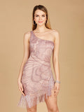 Lara One Shoulder Fringe Cocktail Dress 29291
