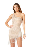 Lara One Shoulder Fringe Cocktail Dress 29291