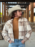 Reyna Brown Furry Crop Jacket