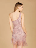 Lara One Shoulder Fringe Cocktail Dress 29291