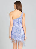 Lara One Shoulder Fringe Cocktail Dress 29291