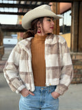 Reyna Brown Furry Crop Jacket