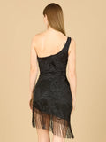 Lara One Shoulder Fringe Cocktail Dress 29291