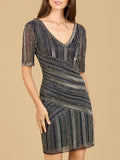 Lara Short Sleeve Beaded Cocktail Dress 29357