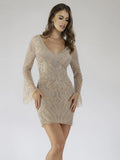 Lara  Bell Sleeves V Neck Cocktail Dress 29608