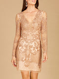 Lara Long Sleeve Beaded Cocktail Dress 29610