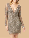 Lara Long Sleeve Beaded Cocktail Dress 29610