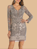 Lara Long Sleeve Beaded Cocktail Dress 29610