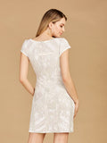 Lara V-Neck Beaded Bridal Mini with Cap Sleeves 51115