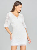 Lara  V-Neck Beaded Short Sleeves Dress 51118