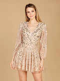Lara Beaded Long Sleeve Cocktail Dress 51125