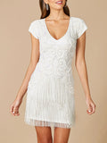 Lara  Candie V-Neck Beaded Fringe Dress 51053