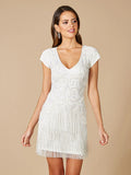 Lara  Candie V-Neck Beaded Fringe Dress 51053