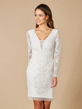 Lara  Carla Long Sleeve Beaded Lace Dress 51052