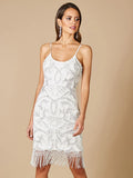 Lara Demi Beaded Short Fringe at Hem Dress 51040