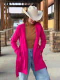 Patty Hot Pink Vest with Hoodie Long Vest