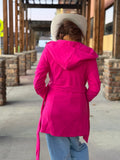 Patty Hot Pink Vest with Hoodie Long Vest