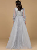 Lara  Long Sleeve with Removable Over Skirt Gown 29158
