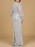 Lara  Long Sleeve with Removable Over Skirt Gown 29158
