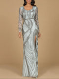 Lara Cascading Beads Long Sleeve Dress 29165