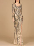 Lara Cascading Beads Long Sleeve Dress 29165