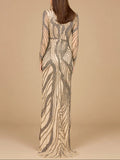 Lara Cascading Beads Long Sleeve Dress 29165