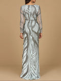Lara Cascading Beads Long Sleeve Dress 29165