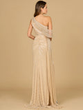 Lara Beaded One Shoulder Dress with Train Gown 29168