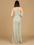Lara Beaded One Shoulder Dress with Train Gown 29168